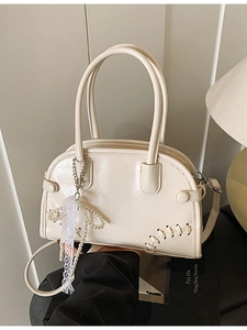 Sac Bandoulière Boston Femme Doux avec Künstliche Perle et Nœud en Dentelle Grande Capacité en Cuir PU Sac Fourre-tout pour le Quotidien