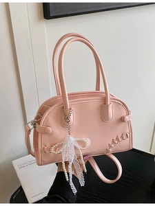 Sac fourre-tout rose tendance grande capacité avec perles et nœud pour femme
