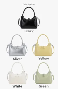 Detailed comparison of five colors for this crescent-shaped faux leather crossbody handbag
