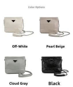 Color display of large capacity chain bucket bags in off-white, pearl, grey and black