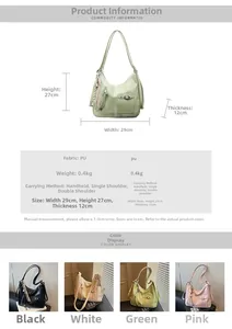 Detailed dimensions of the versatile large capacity PU leather tote bag and backpack