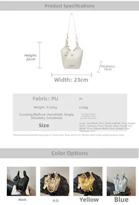 Detailed size specifications for small and large litchi texture PU leather bucket bags