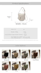 Spécifications détaillées du mini sac selle en similicuir avec charm de chien en sept coloris