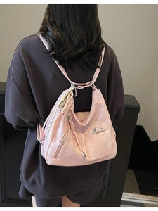 Pink soft leather hobo tote bag for women showing versatile backpack and shoulder carry