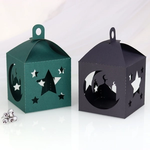 Ramadan Laser Cut Paper Lantern Lampshade Star Moon Mosque Hollow Cardboard Light Cover Eid Mubarak Party Desktop Decor