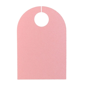 Pink glitter paper wine glass card with heart top and cutout for wedding seat name placement