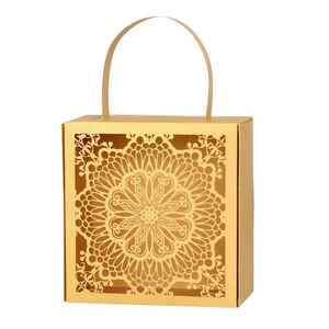 Cajas de Caramelos de Papel Perlado Corte Láser Mandala Floral Hueco Cajas de Regalo Con Asa para Boda Fiesta Cumpleaños Festival