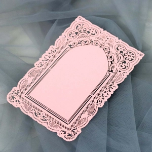 Carte décorative en dentelle découpée au laser rose pour scrapbooking sur tulle