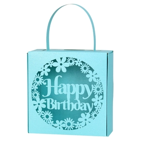 Laser Hollow Out Flower Happy Birthday Candy Boxes Pearlescent Paper Handheld Gift Bags For Birthday Party Wedding Favor Decor
