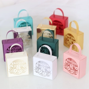 Detailed laser-cut gift boxes with Love You Mom text in various vibrant colors