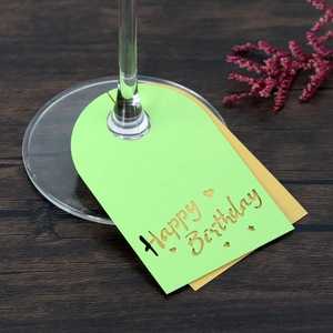 Tarjeta de asiento Happy Birthday verde y oro para decoración de fiesta de cumpleaños