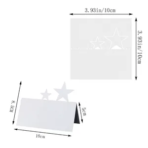 50-pack white hollow star place cards for weddings, folding cardstock seating tags