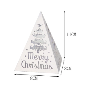 Detailed view of hollow Christmas tree paper lantern with dimensions 11cm by 8cm