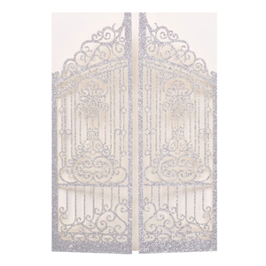 Laser Cut Wedding Invitations Glitter Pearlescent Paper Hollow Out European Gate Design Invitation Cards For Engagement Party Banquet Greeting Card