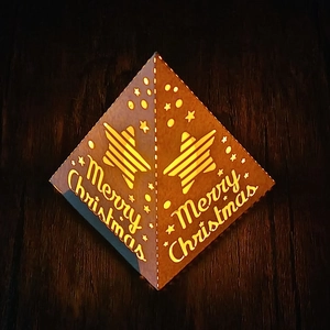 Hollow star pyramid Christmas tree paper lamp shade with warm LED glowing effect