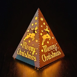 Noël Renne Abat-Jour En Papier Pyramide Ajouré Découpé Au Laser Flocon De Neige Décoration De Fête Pour Bougies Sans Flamme