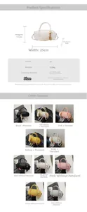 Detailed size specifications and multi-color options for the lychee pattern Boston bag