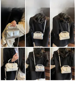Detailed views of women's vintage flap crossbody bag showing versatile carrying ways