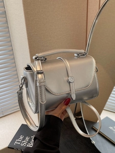 Women Vintage PU Leather Crossbody Bag Small Square Handbag With Silver Hardware Adjustable Strap Fashion Shoulder Bag
