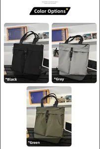 Vue détaillée des sacs fourre-tout en nylon noir, gris et vert armée avec poches cargo
