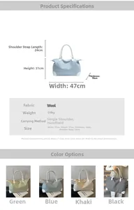 Detailed size chart and specifications for the houndstooth canvas travel tote bag