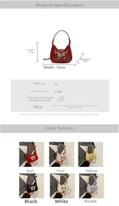 Tableau des tailles et spécifications détaillées pour le mini sac à main à nœud