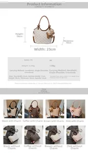 Spécifications de taille pour le sac seau en PU avec options de couleurs et pendentif ours