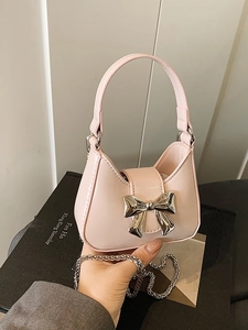 Petit Sac à Main Femme Mini en Similicuir avec Nœud Papillon Sac Bandoulière Chaîne Élégant Petit Sac Seau