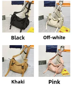 Nylon-Umhängetaschen im Set in Schwarz, Beige, Khaki und Rosa für Damen-Freizeitoutfits