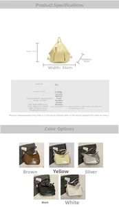 Detailed size specifications for the PU leather multi-functional backpack with dimensions