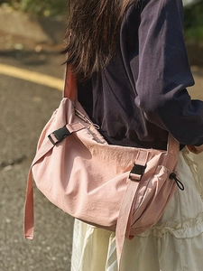 Rosa Schultertasche für Damen mit Schnallen und Kordelzug für Freizeit und Büro