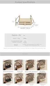 Detailed dimension chart for PU leather crossbody bag showing size 20cm by 10cm by 13cm