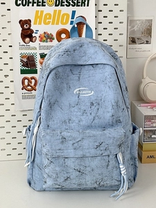 Korean Minimalist Marble Pattern Nylon Backpack For College High School Girls Student Large Capacity Waterproof School Bag