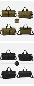 Front and back views of large capacity travel bags in army green and classic black