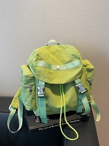 Women Pleated Nylon Backpack Drawstring School Bag With Metal Buckle Fashion Large Capacity Travel Backpack For Teenagers