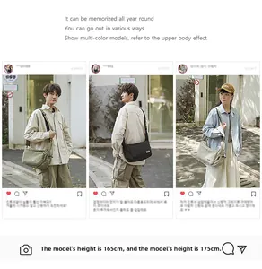 Nylon dumpling bags in olive green, black, and beige, female 165cm and male 175cm