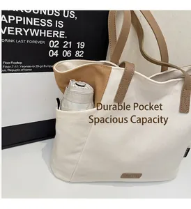 Detail van de canvas tote zijzak met een witte paraplu voor de capaciteitsweergave