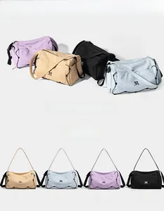 Vue multi-angles de sacs de voyage fitness grande capacité en kaki bleu violet et noir