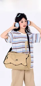 Sac de voyage kaki grande capacité avec cordon élastique noir et bandoulière