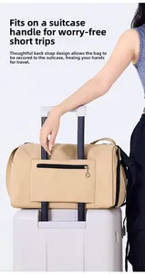 Sac de voyage avec manchon pour poignée de bagage et poche zippée pratique