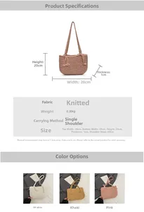 Detailed size chart and color selection for woven straw shoulder bag with fringe