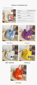 Comparaison de tailles et cinq options de couleurs pour grands sacs fourre-tout en toile