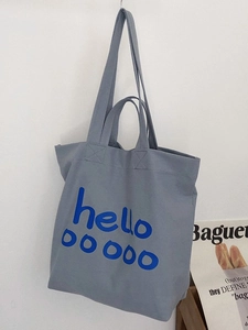 Dames Mode Canvas Tote Tas Grote Capaciteit Schoudertas Artistiek Casual Letterprint Handtas Voor Werk Reizen Winkelen