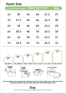 Size chart for girls butterfly t-shirt and shorts set including measurements for 2-7 years