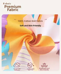 Macro shot of double-layer cotton knit fabric with colorful abstract patterns and soft texture