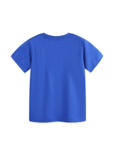 Solid blue cotton short sleeve T-shirt for boys with a clean minimalist back design