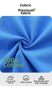 Détail du tricot en 100% coton bleu montrant la texture douce et la matière respirante