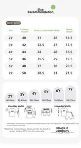 Detailed size chart for boys cotton cartoon t-shirts showing height and age dimensions