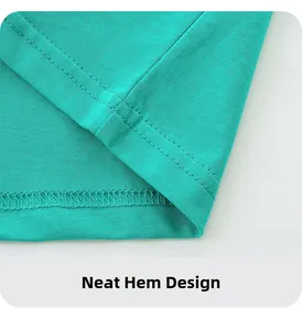 Detail of neat double-needle stitching and hem design on kids cotton t-shirt