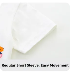 Detail of white cotton T-shirt sleeve showing professional double-row stitching and fabric texture